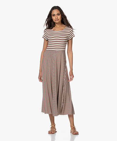 indi & cold Striped Jersey Dress - Brown
