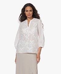 KYRA Jill Blouse Embroidered Voile Blouse - Warm White
