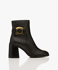 See by Chloé Chany Leather Ankle Boots - Black/Gold