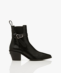 Zadig & Voltaire Tyler Cecilia Wild Mirror Leather Ankle Boots - Black