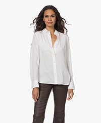 Vince Slim-fit Stretch Zijden Blouse - Optic White