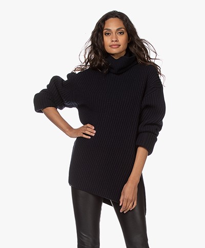 Filippa K Valerie Oversized Turtleneck Sweater with Cashmere - Navy