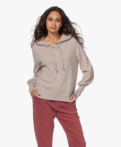 Repeat Organic Cashmere Hooded Sweater - Multi Beige