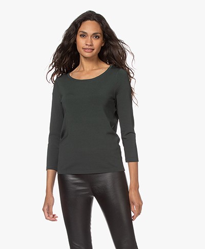 KYRA Cilo Viscosemix Three-quarter Sleeve Sweater - Dark Green