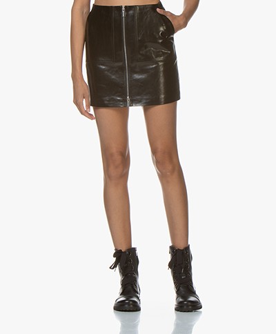 ANINE BING Sally Leather Mini Skirt - Black 