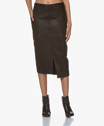 studio .ruig Rhoda Leather Midi Pencil Skirt - Black