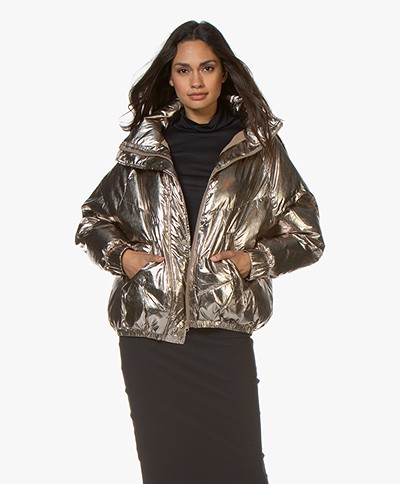 ba&sh Darcy Metallic Quilted Jacket - Gold