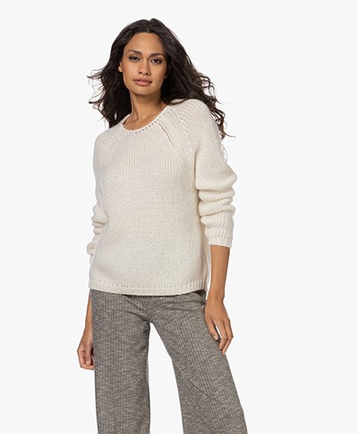 Sibin/Linnebjerg Nanet Chunky Mohair Blend Sweater - Off-white