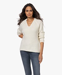 Drykorn Lynette Alpaca-Wool Blend V-neck Sweater - Off-white