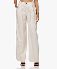Drykorn Elate Viscose Blend Wide Leg Pleated Pants - Off-white
