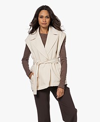 Pomandère Katoenen Gilet met Strikceintuur - Butter