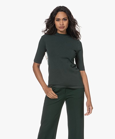 KYRA Flynn Viscose Blend Sweater with Half-length Sleeves - Bottle Green