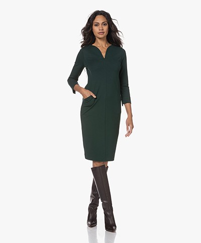 KYRA Cleo Knee-length Jersey Dress - Bottle Green