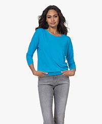 KYRA Klaver Jersey T-shirt met Driekwart Mouwen - Turquoise