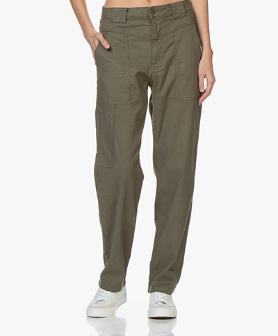 ba&sh Curious Linen Blend Pants - Khaki