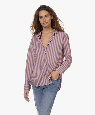 XÍRENA Beau Lightweight Poplin Shirt - Fig Stripe