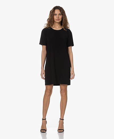 Norma Kamali Tech Jersey Boxy T-shirt Dress - Black
