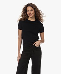 Repeat Cotton-Cashmere Short Sleeve Sweater - Black
