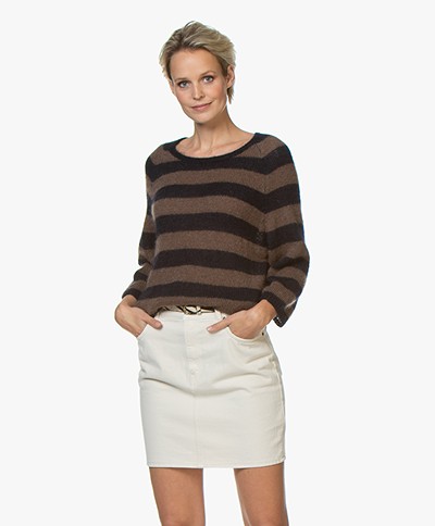 Sibin/Linnebjerg Panama Striped Sweater - Brown/Navy