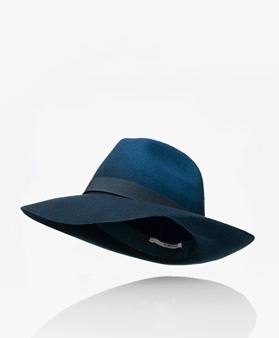 Pomandère Hand-dyed Wool Fedora Hat - Blue