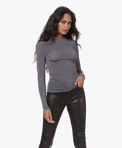 Wolford Buenos Aires Microfiber Boatneck Longsleeve - Soft Pewter