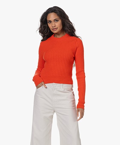 Filippa K Wool Rib Sweater - Red Orange