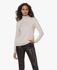 Repeat Viscose Jersey Turtleneck - Sand
