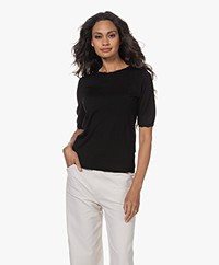 Plein Publique La Lundi Merino Wool Short Sleeve Sweater - Black