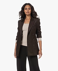 Filippa K Double-Breasted Moleskin Blazer - Dark Chocolate