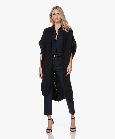 by-bar Pippa Long Open Cable Cardigan - Midnight