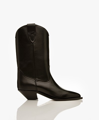 Closed Leather Western Boots - Black