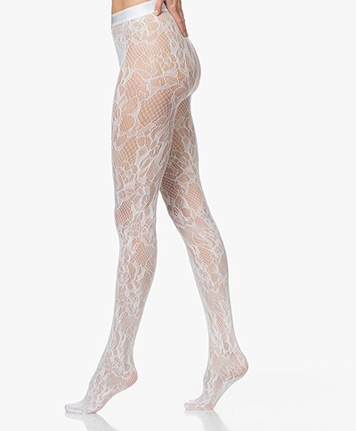 Wolford Morgan Floral Lace Tights - White