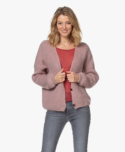 by-bar Soof Mohair Blend Buttoned Cardigan - Lilac Grey 