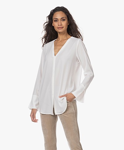 Woman by Earn Nathaly Crepe V-neck Blouse - Off-white