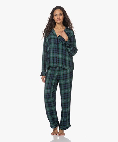 Rails Clara Check Herringbone Twill Pajamas - Midnight Emerald Blue -  pj-100-125-2867 midnight emerald