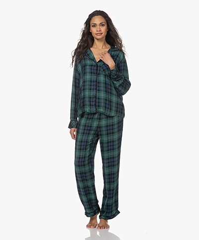 Rails Clara Check Herringbone Twill Pajamas - Midnight Emerald Blue