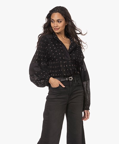 Closed Harlow Embroidered Blouse with Pleats - Black