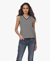 extreme cashmere N°203 Desir Cashmere Blend V-neck Vest - Breton