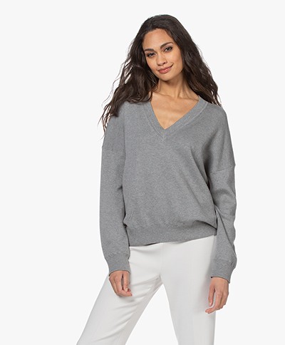Zadig & Voltaire Brumy Cotton V-neck Sweater - Grey Melange