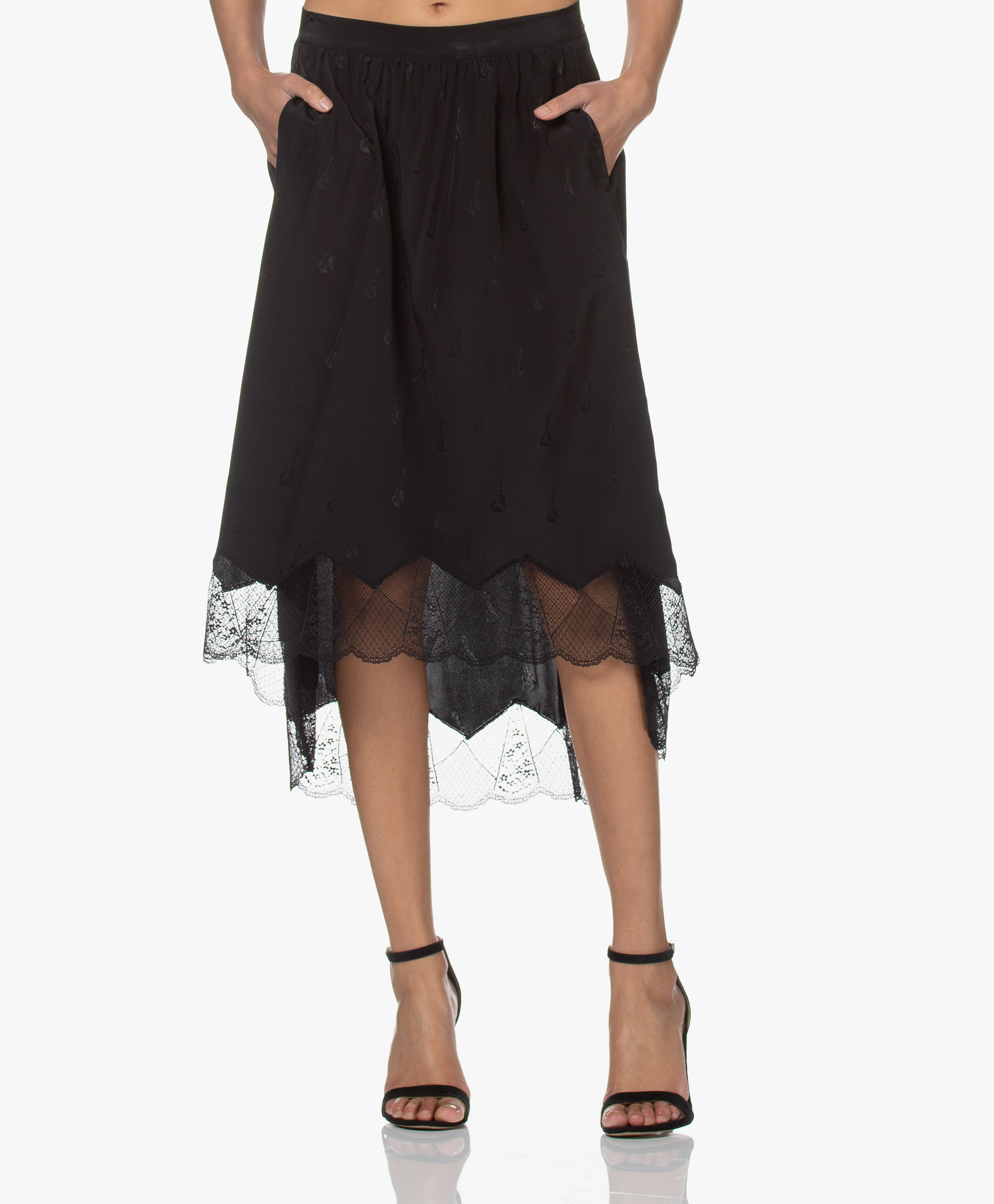 silk skirt black