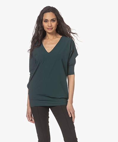 Woman by Earn Ada Tech Jersey V-neck Long Sleeve - Dark Green