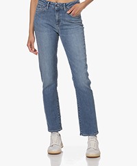 Denham Jolie Straight Jeans met Hoge Taille - Middenblauw