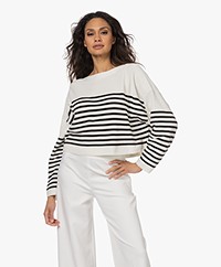 Drykorn Divian Striped Cotton Sweater - Black/Off-white