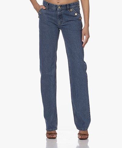 Filippa K Buttoned Straight Jeans - Washed Mid Blue