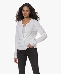 Repeat Cotton Blend Buttoned Cardigan - White