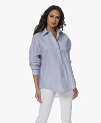 Filippa K Striped Poplin Shirt - Faded Blue/White