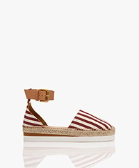 See by Chloé Glyn Espadrille Sandalen - Donkerrood/Off-white