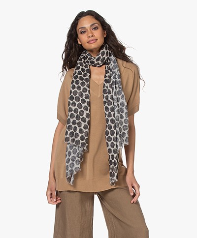 LaSalle Printed Cotton Blend Scarf - Spots