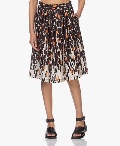 LaSalle Printed Cotton Skirt - Safari