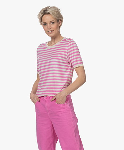 Drykorn Fammy Lyocell Blend Striped Sweater - Pink
